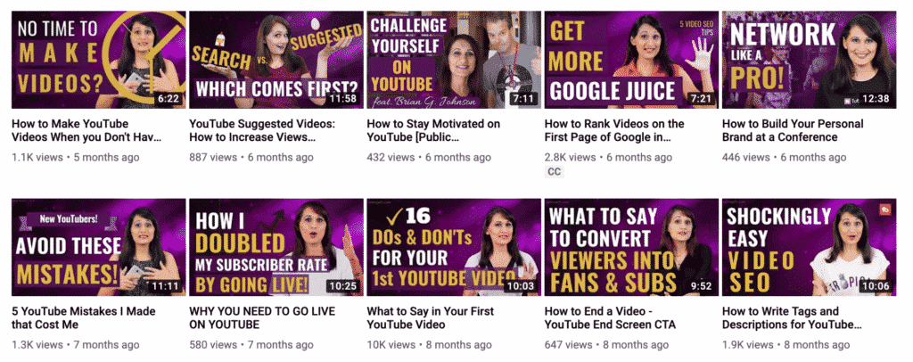 Consistent video thumbnails example